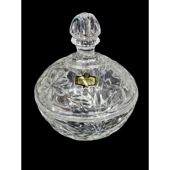 Zajecar Yugoslavia 24% Lead Crystal Bowl w/ Lid Candy Dish Trinket Vanity Vtg - Picture 2 of 5
